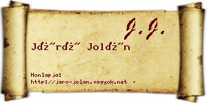 Járó Jolán névjegykártya