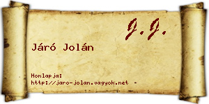 Járó Jolán névjegykártya